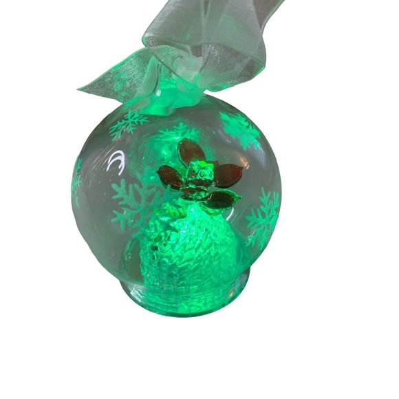 Handblown Glass Globe Ornament LED ChangingColor or Solid Light Flower NEW BATT - Picture 4 of 15